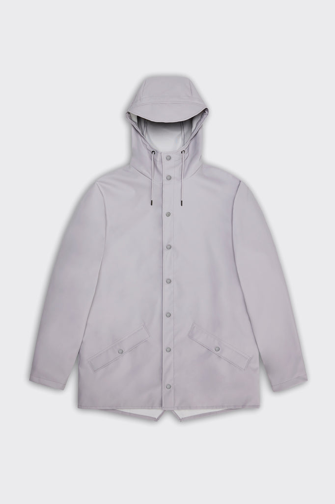grey flint short rain jacket with hood by Rains