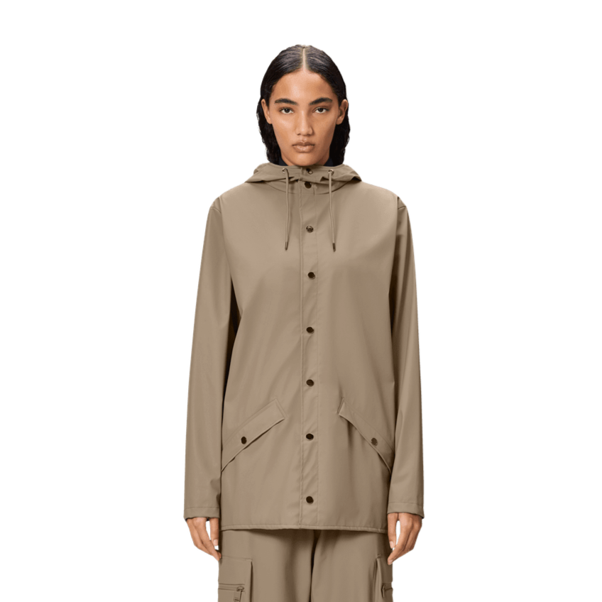 rains classic unisex short waterproof rain jacket beige 133