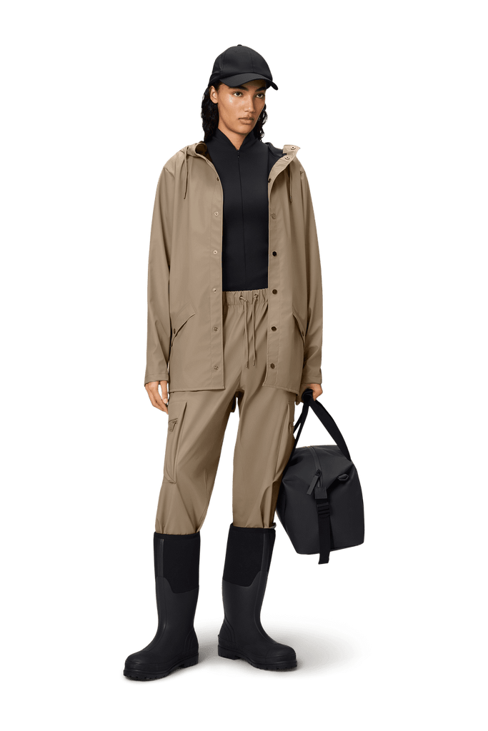 rains classic unisex short waterproof rain jacket beige 133