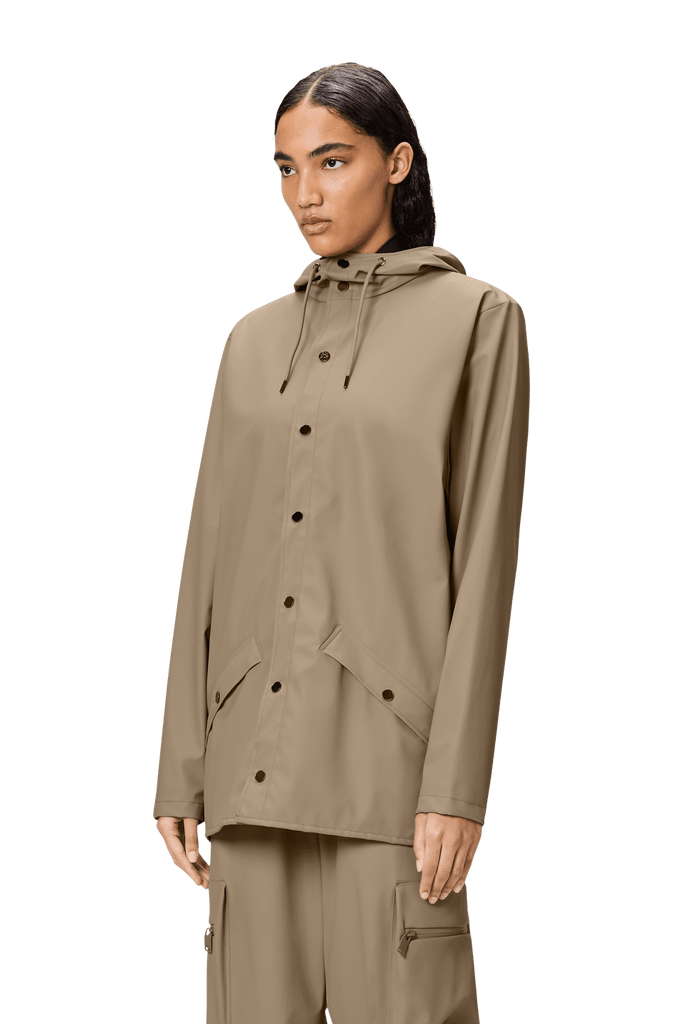 rains classic unisex short waterproof rain jacket beige 133