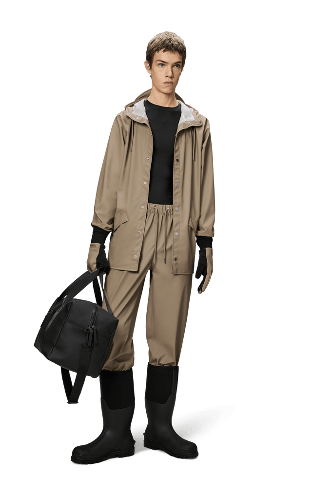 rains classic unisex short waterproof rain jacket beige 133