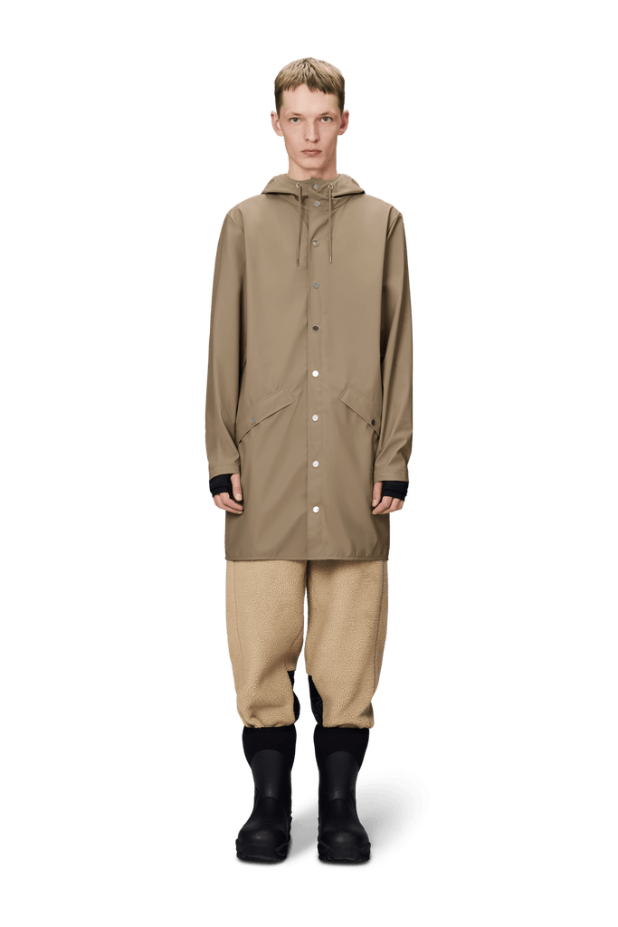 rains unisex waterproof hooded rain long jacket beige 133