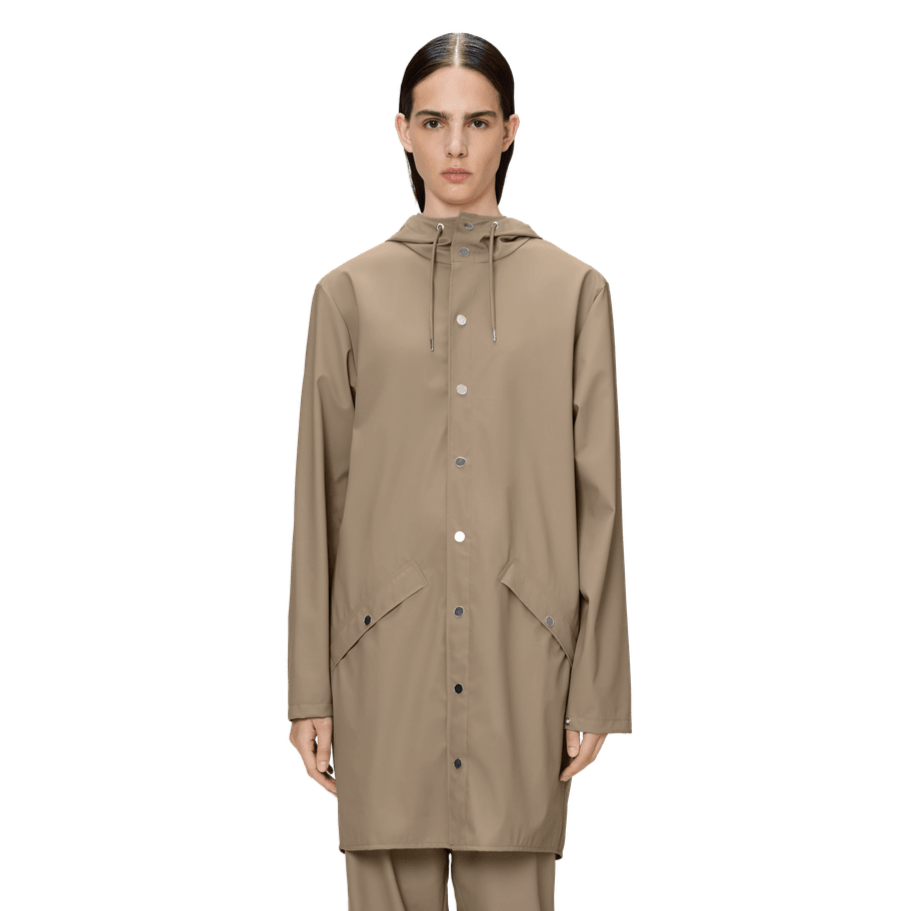 rains unisex waterproof hooded rain long jacket beige 133