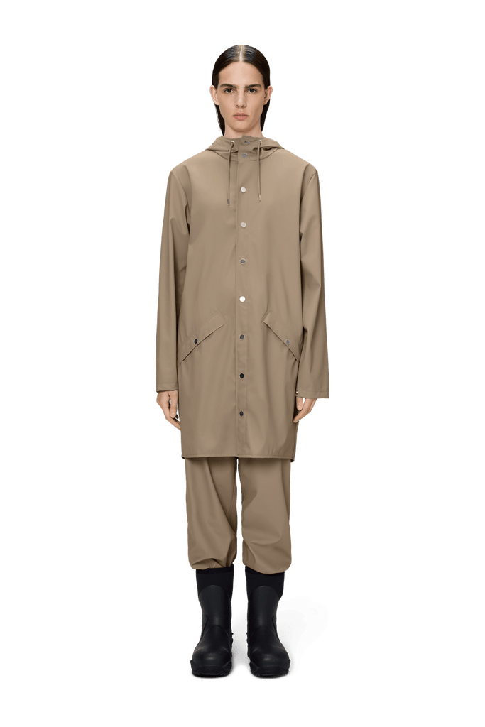 rains unisex waterproof hooded rain long jacket beige 133