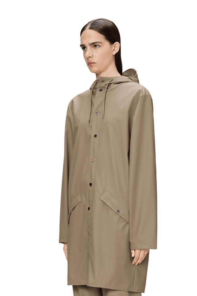 rains unisex waterproof hooded rain long jacket beige 133