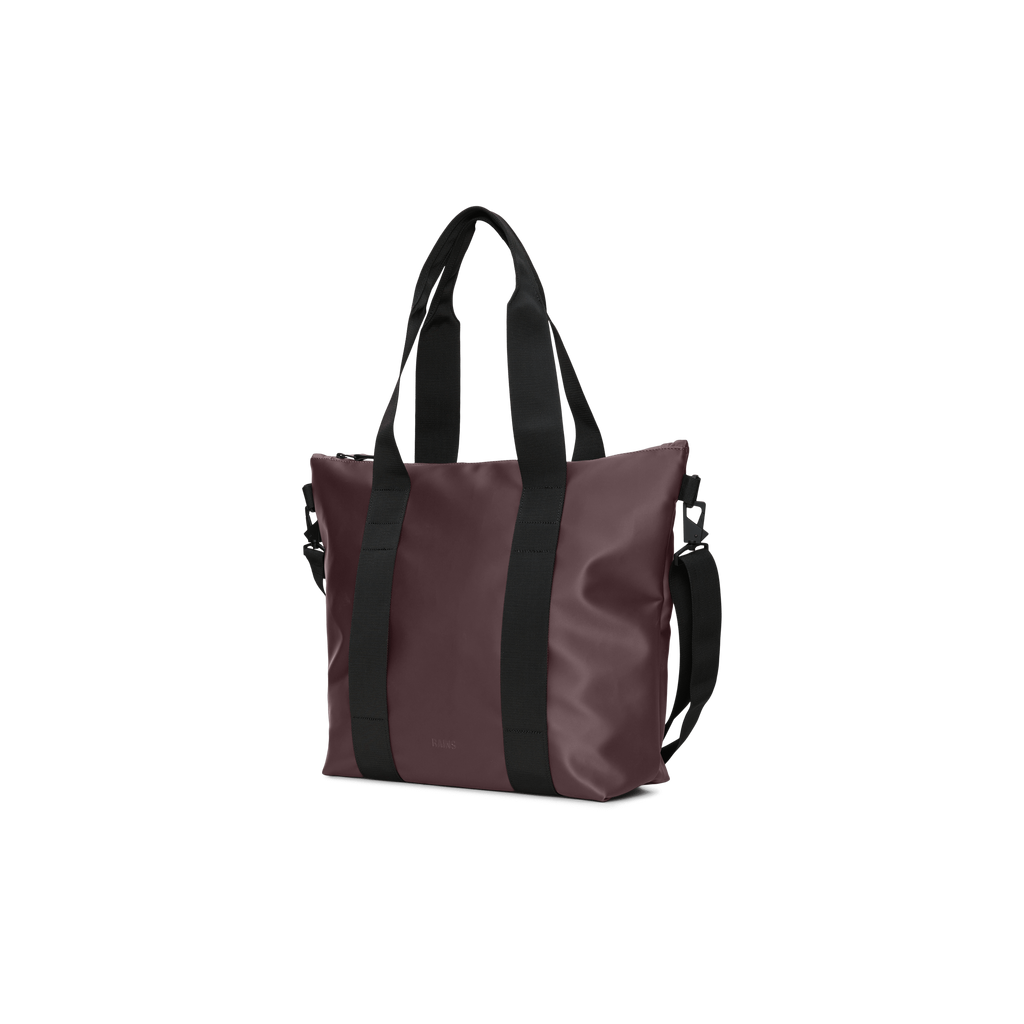 Rains Tote Bag Mini waterproof depth dark burgundy red shoulder cross body bag