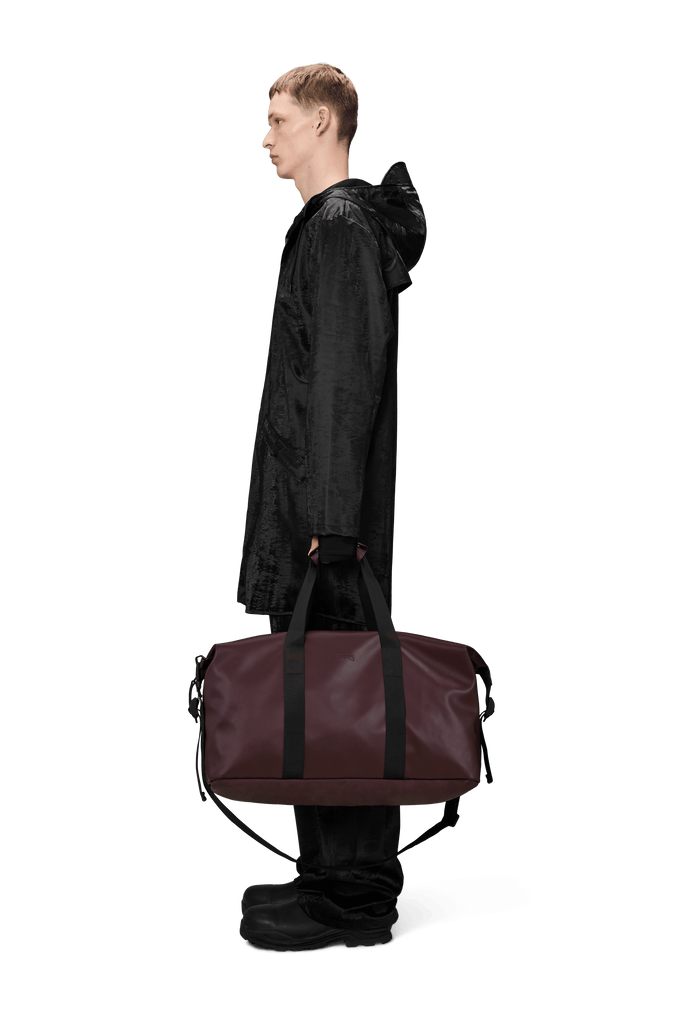 rains waterproof Hilo Weekend Bag depth dark red burgundy