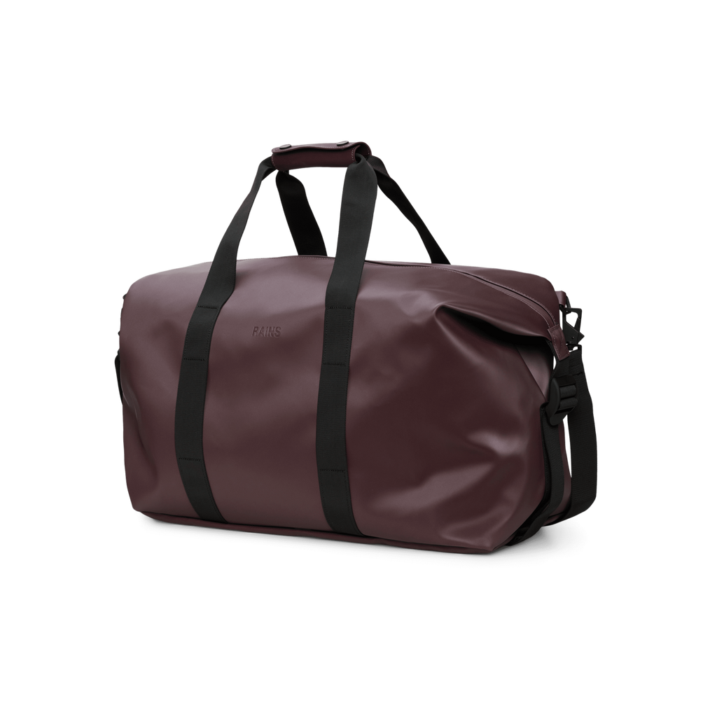rains waterproof Hilo Weekend Bag depth dark red burgundy
