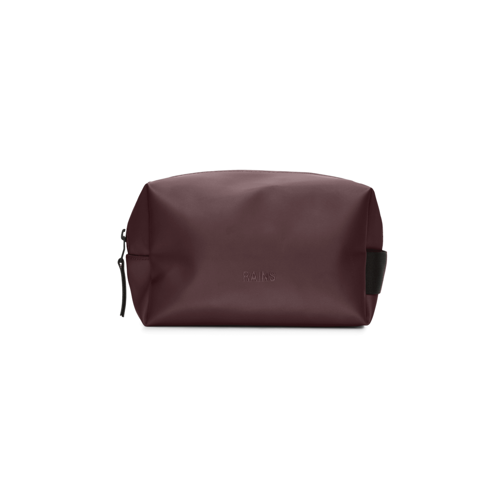 Rains Wash Bag Small waterproof toiletry cosmetic make up bag depth dark red burgundy