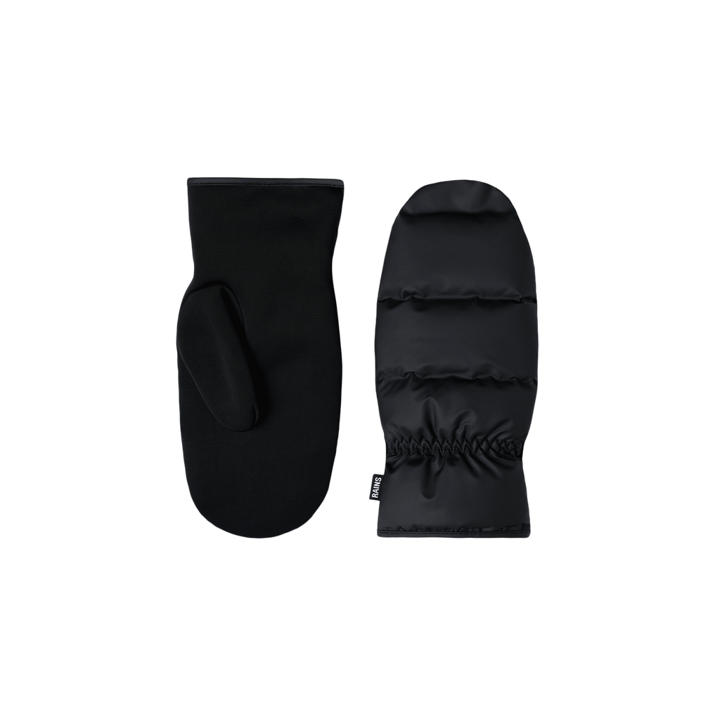 rains lohja waterproof puffer quilted mittens gloves black  