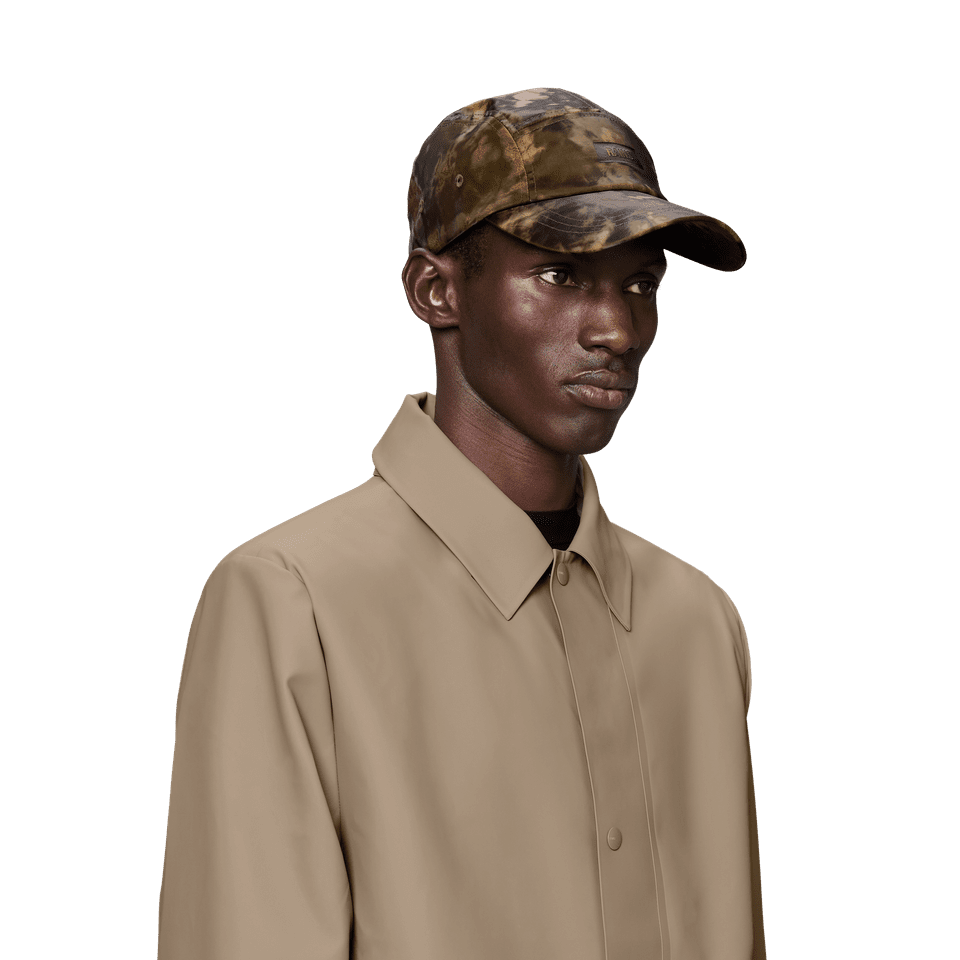 RAINS 5 Panel Cap waterproof mottled brown Muddy