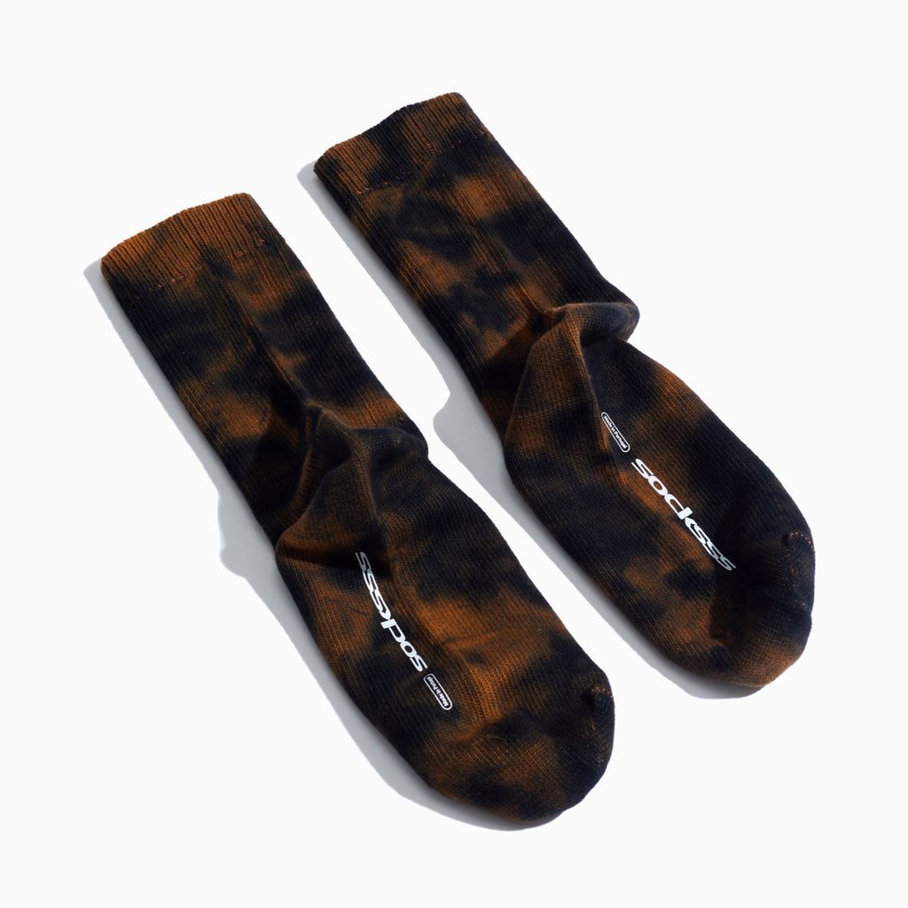 black and rust brown tie dye cotton ankle socks by Socksss