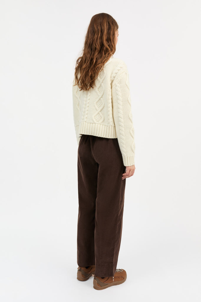 Skall Studio Jasmine trousers chocolate dark brown cord corduroy pull on relaxed pants