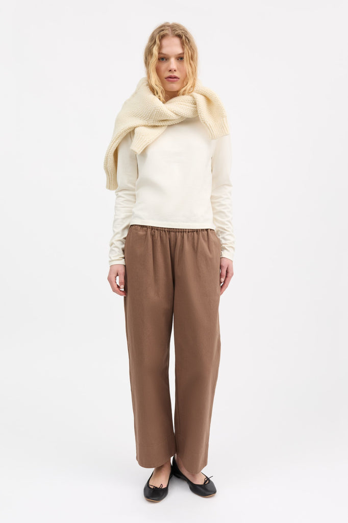 skall studio cotton jasmine pull on trousers pants cardamom light brown