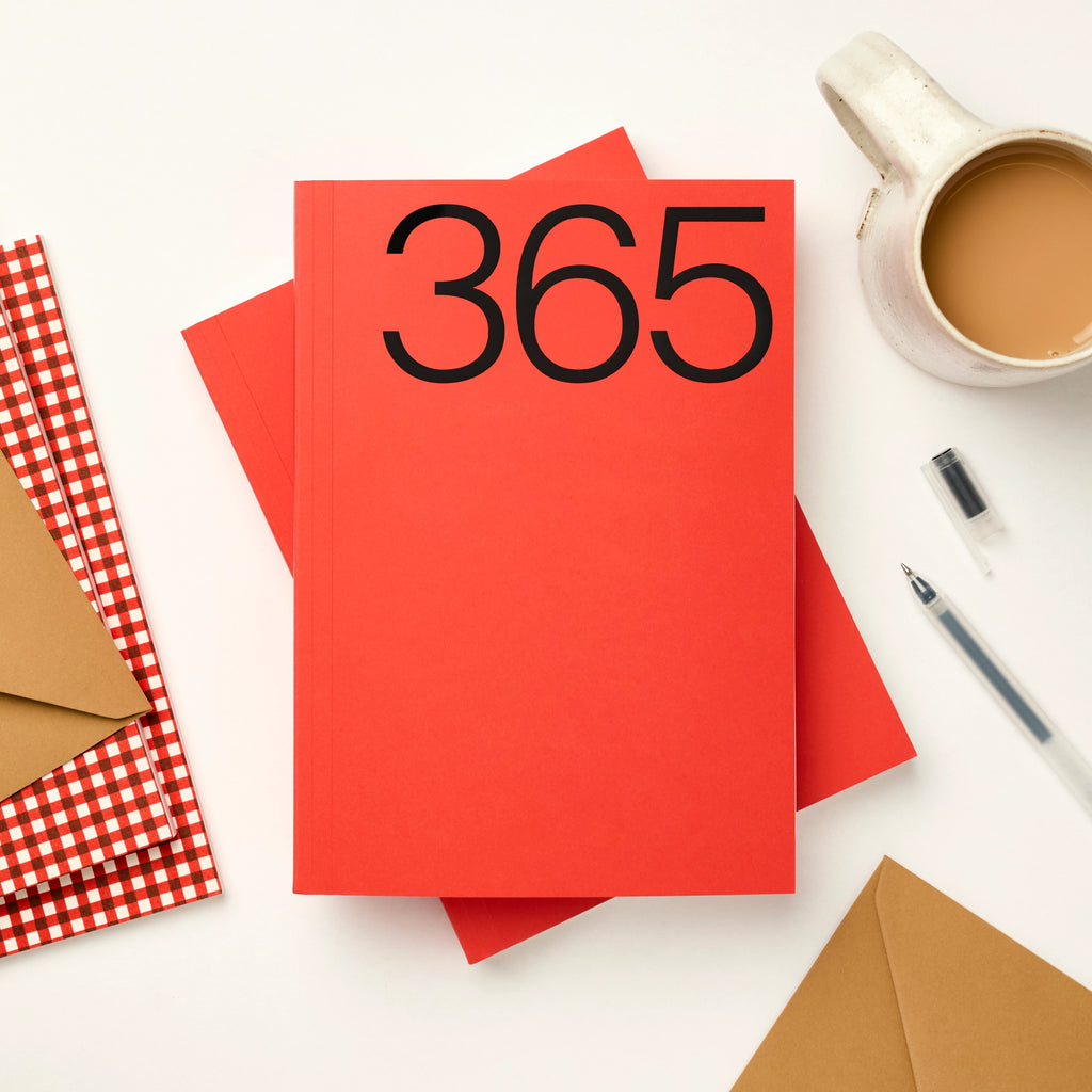 A5 kinshipped 365 undated planner diary notebook red black