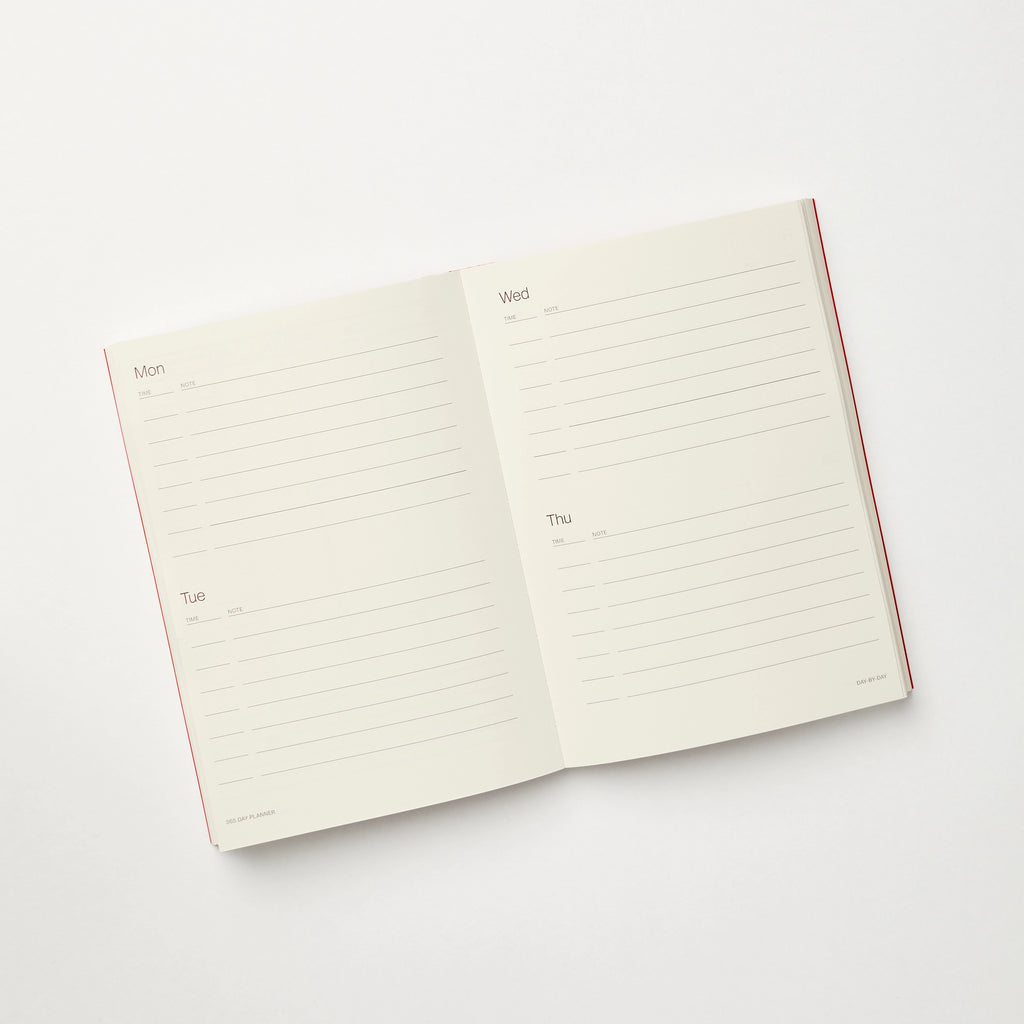 A5 kinshipped 365 undated planner diary notebook red black