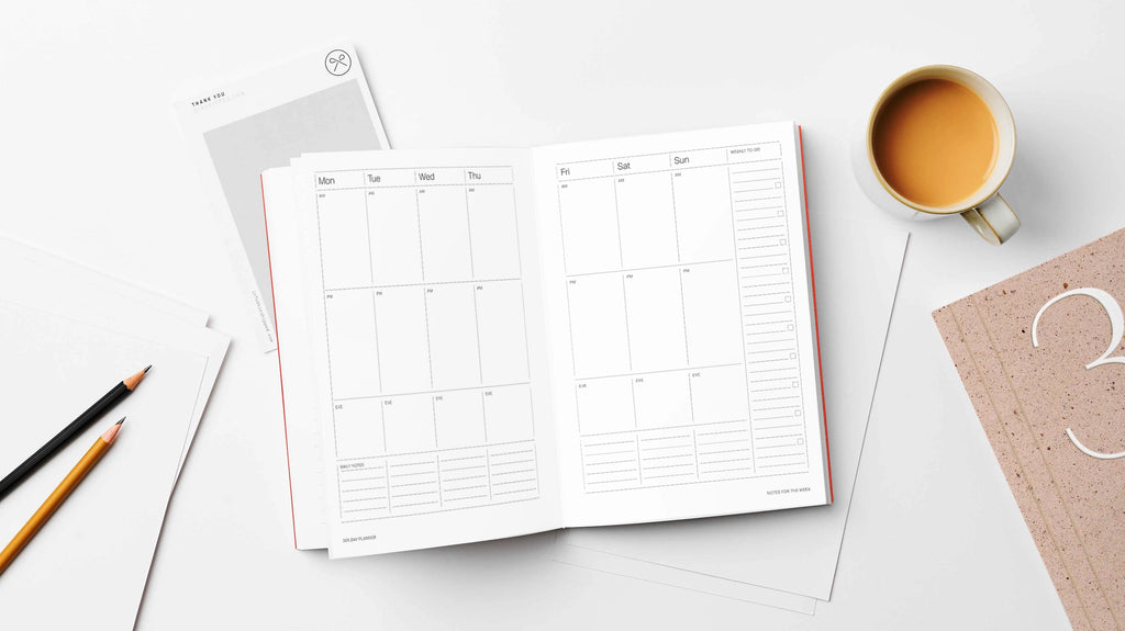 A5 kinshipped 365 undated planner diary notebook red black