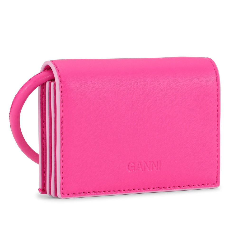 ganni bou wallet on strap pink