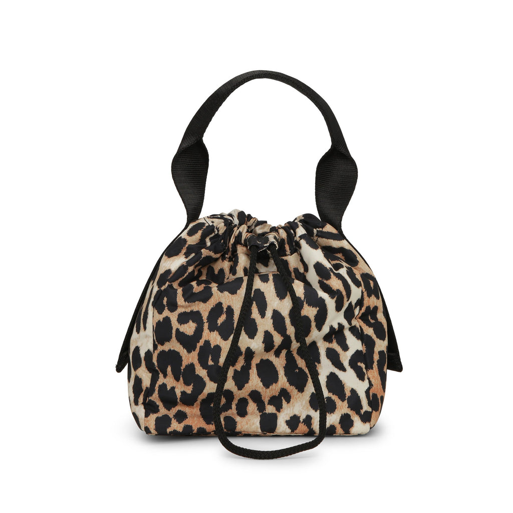 leopard print top handle pouch tech bag by Ganni