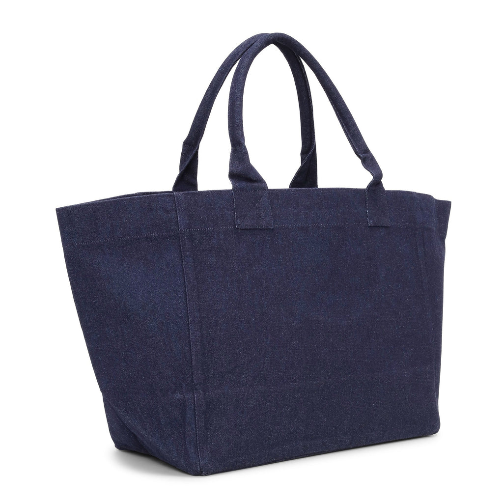 GANNI dark blue denim oversized XXL canvas logo tote have a nice day organic cotton