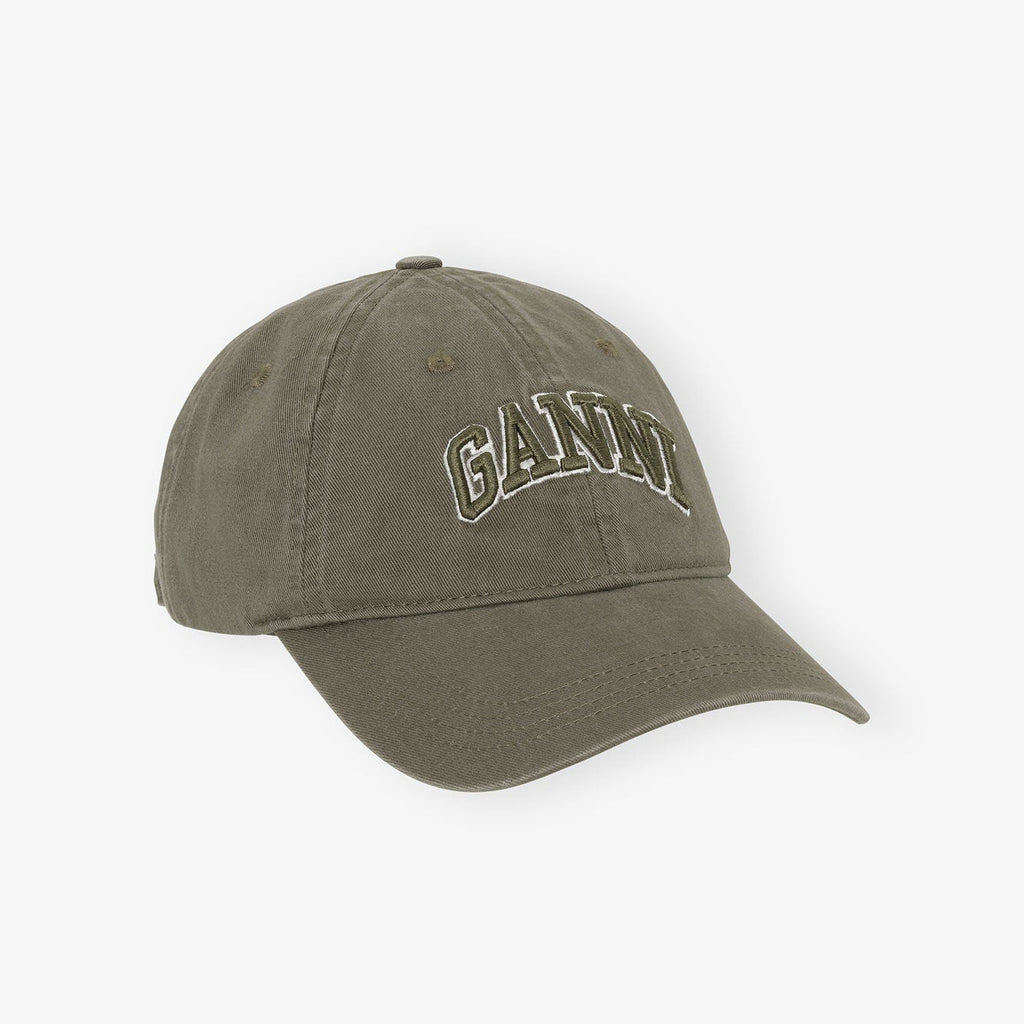 GANNI logo cap 100% organic cotton kalamata khaki green