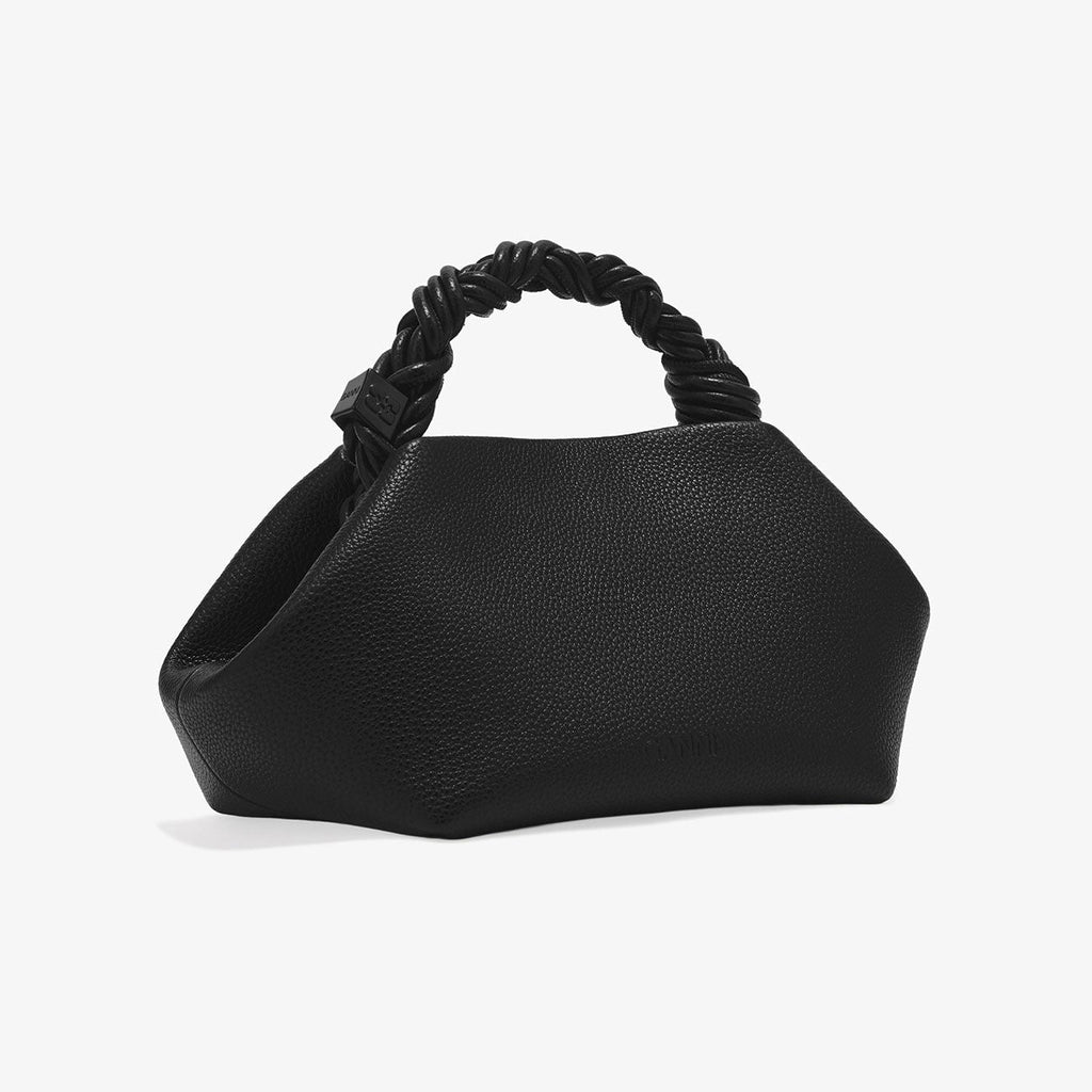 GANNI small bou handbag top handle cross body black grained finish
