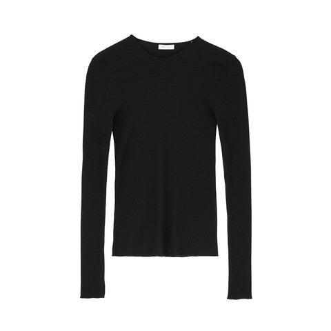 skall studio Amy O-Neck Long Sleeve Top black organic merino wool knit jumper