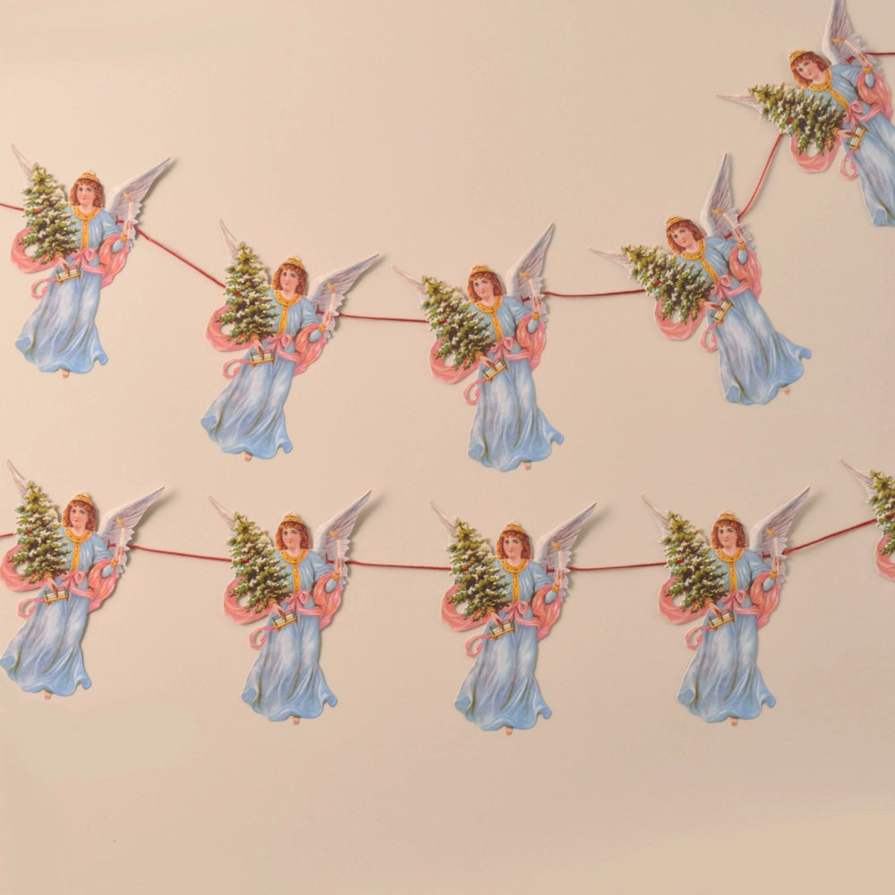 mamelok vintage-style paper die cut christmas garland angels
