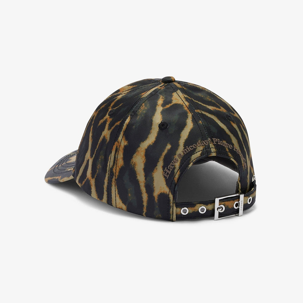 GANNI logo cap 100% recycled nylon boa snake leopard animal print 