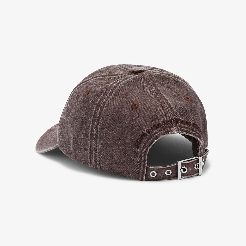 GANNI logo cap 100% organic cotton CHOCOLATE plum brown burgundy