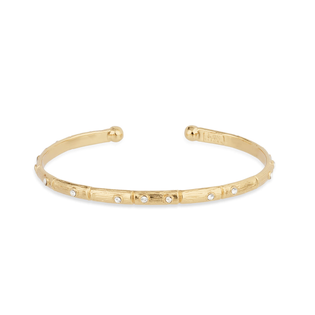 the gold Bambini Strass Bangle bracelet by Gas Bijoux rhinestone crystals bamboo