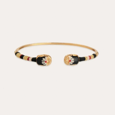 gas bijoux gold-plated Duality Scaramouche small bracelet with two enamelled beetles and coloured cotton threads