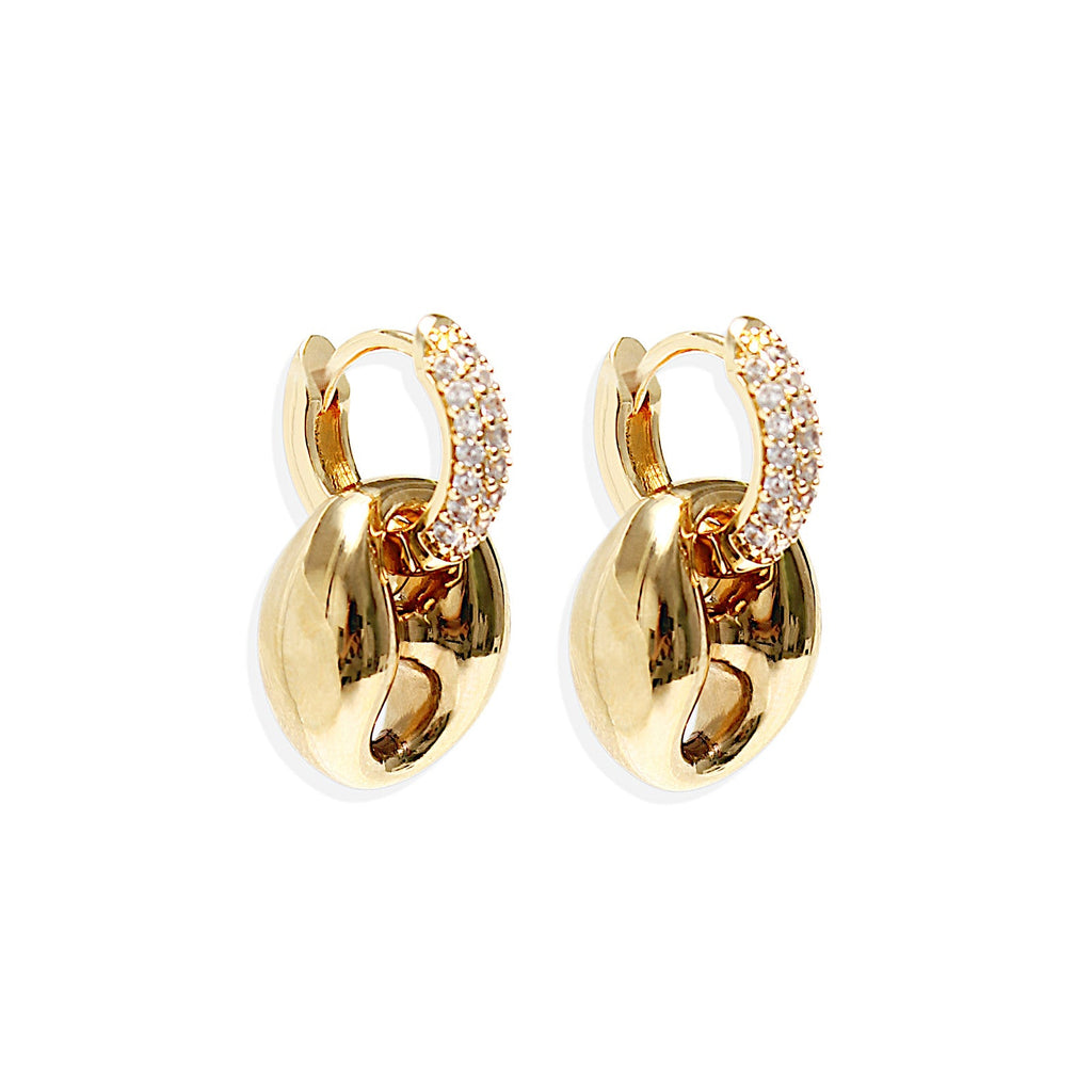 By Alona Capri earrings gold rhinestone huggie hoop