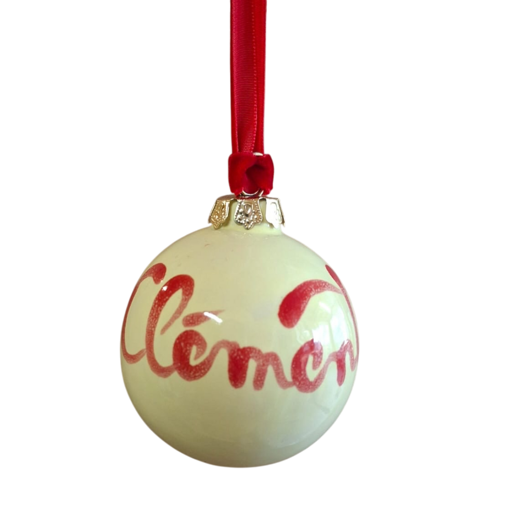 clementine christmas xmas bauble by harlie brown studio velvet ribbon