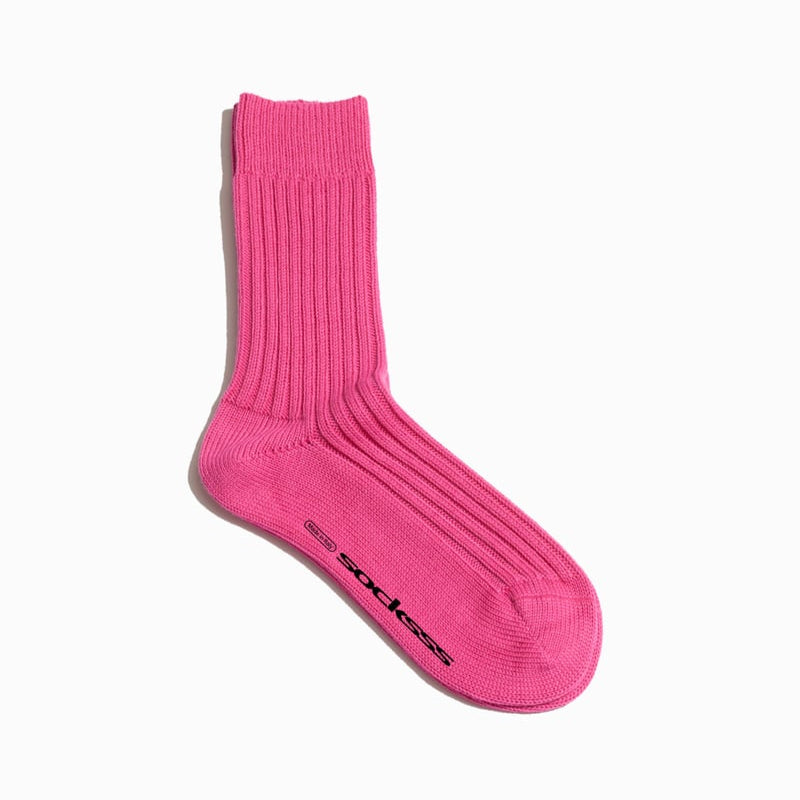 Socksss ribbed CHUNKY ankle crew socks pink berry organic cotton