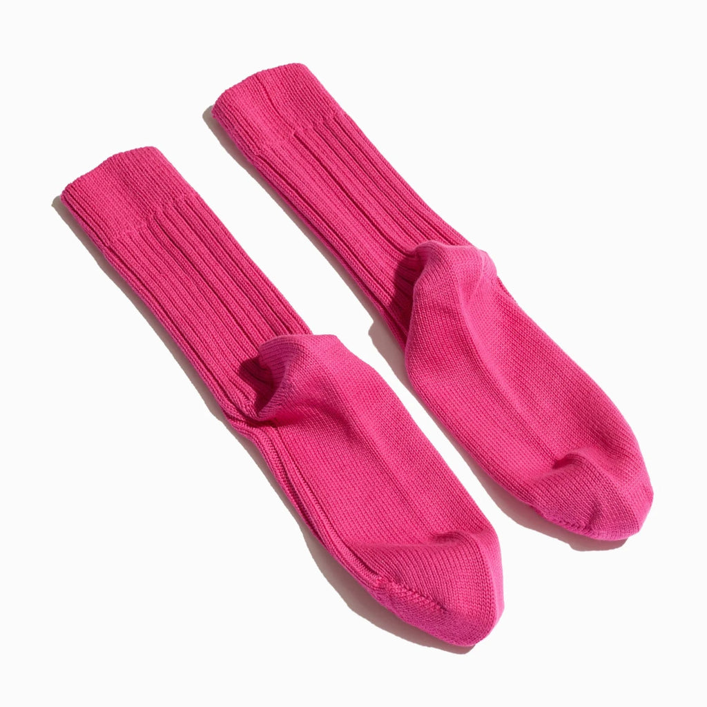 Socksss ribbed CHUNKY ankle crew socks pink berry organic cotton