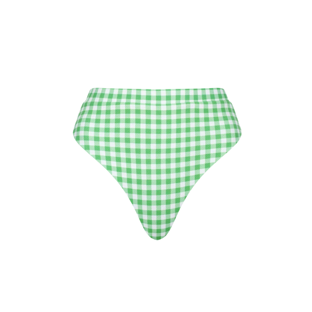 green gingham check high waisted high leg claude bikini swimming bottoms by cossie + co