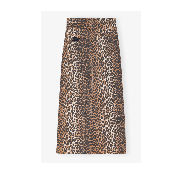 DENIM MAXI SPLIT SKIRT LEOPARD – PAVEMENT