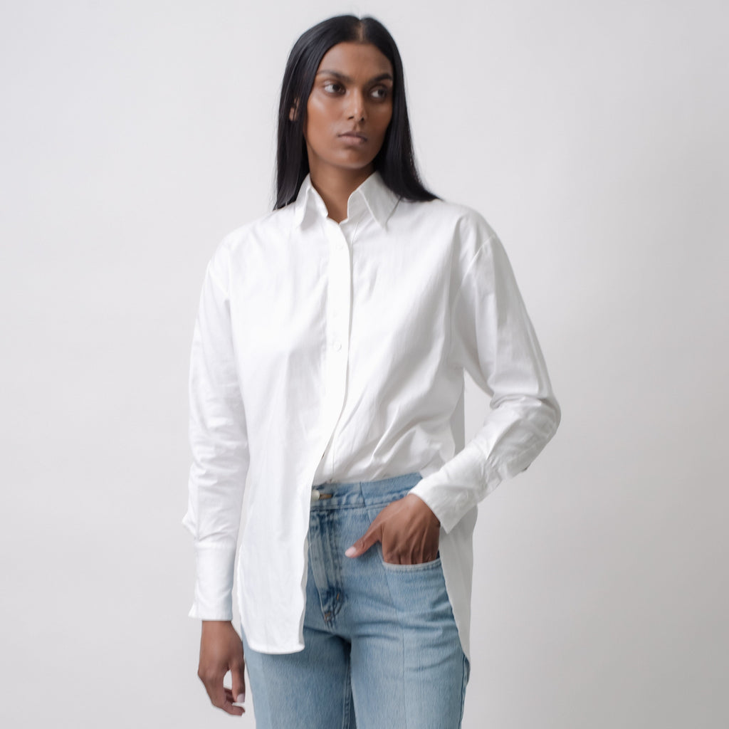 white cotton poplin shirt by ELV Denim