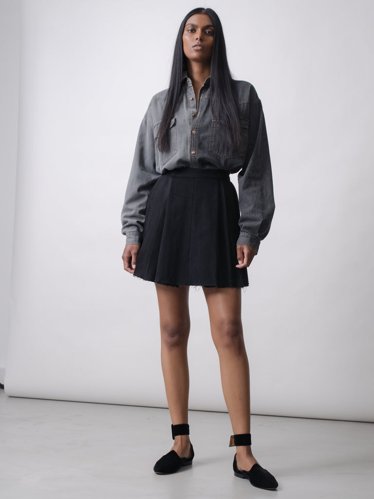 black denim billie kilt skirt by ELV Denim