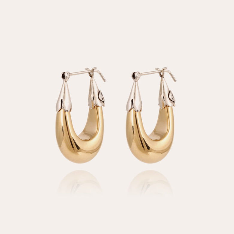 small Ecume Bicolour hoop earrings Gas Bijoux gold with silver detailing