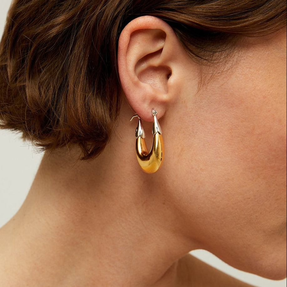 small Ecume Bicolour hoop earrings Gas Bijoux gold with silver detailing