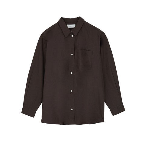 skall studio oversized button down edgar shirt dark chocolate brown