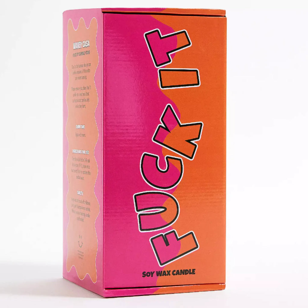 pink and yellow fuck it pillar candle by wavey casa