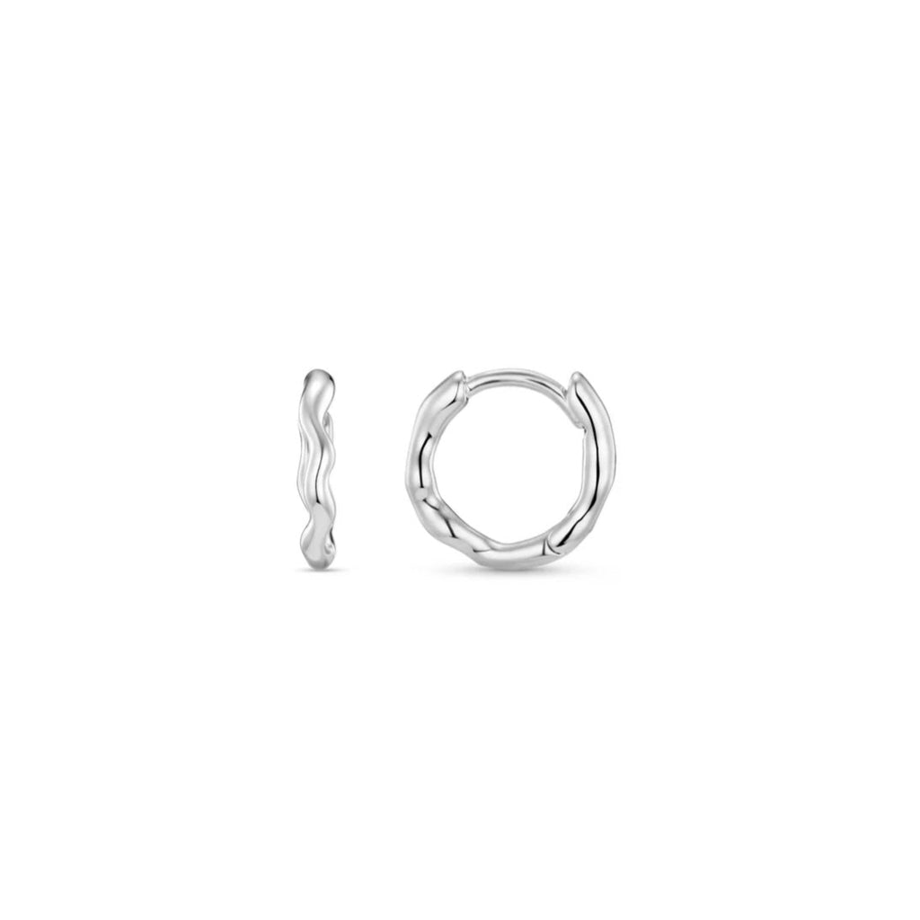 Orelia Organic Round Wave Huggie Hoops in silver