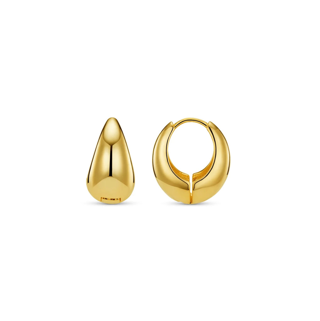 orelia Polished Domed Taper Hoop Earrings gold