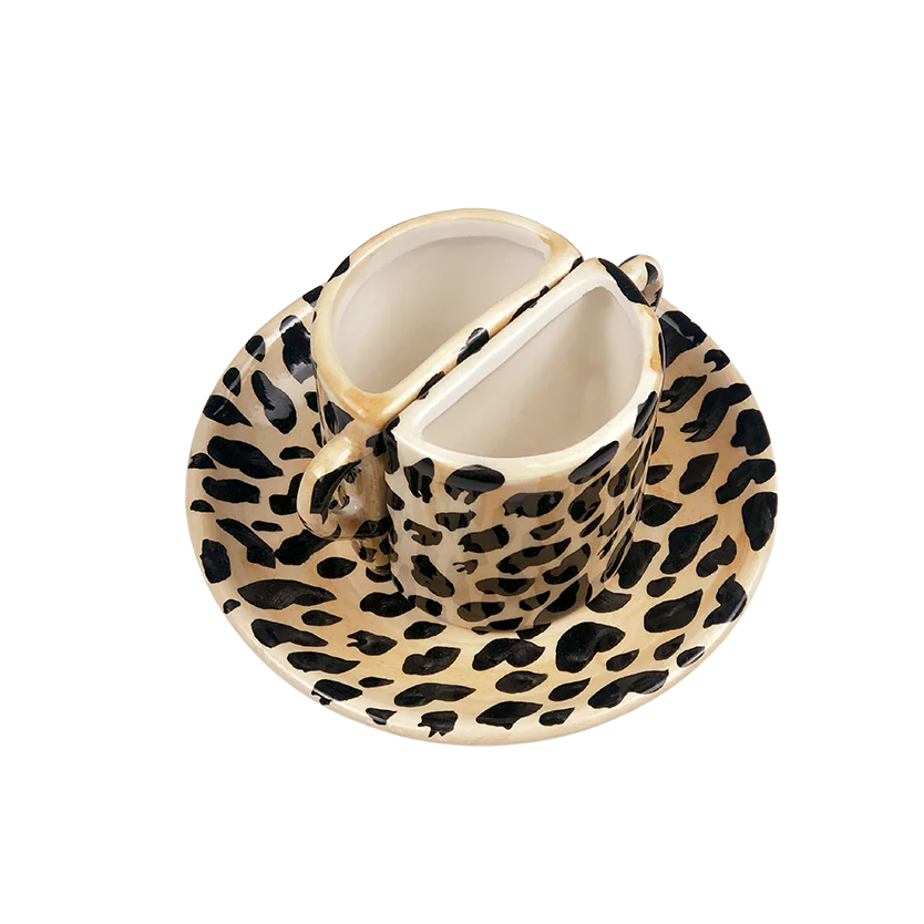musae studio GO WILD Tête-à-Tête Coffee Cup Espresso Set Leopard print