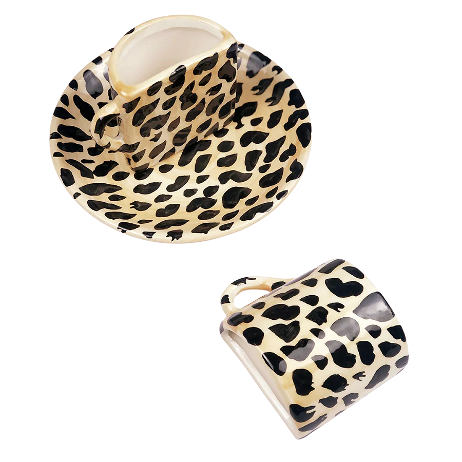musae studio GO WILD Tête-à-Tête Coffee Cup Espresso Set Leopard print