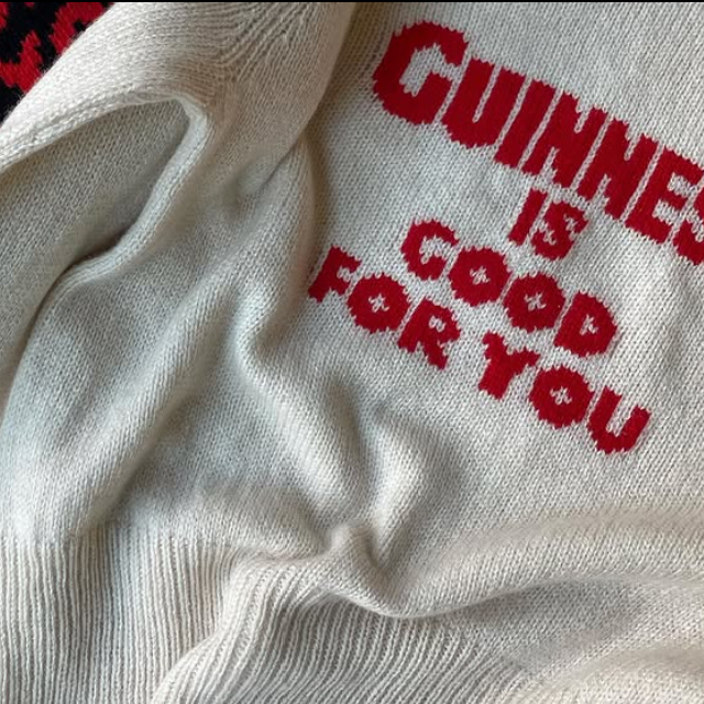 pickles knitwear guinness is good for you hand knitted jumper cream red