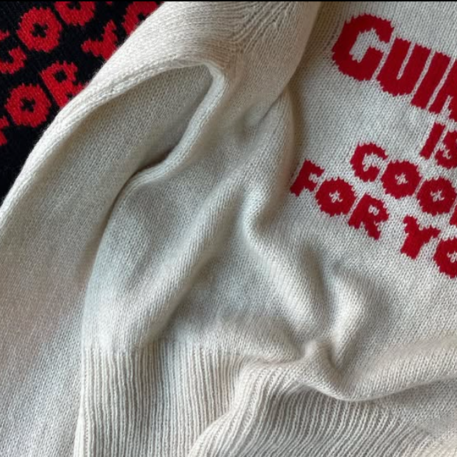 pickles knitwear guinness is good for you hand knitted jumper black red